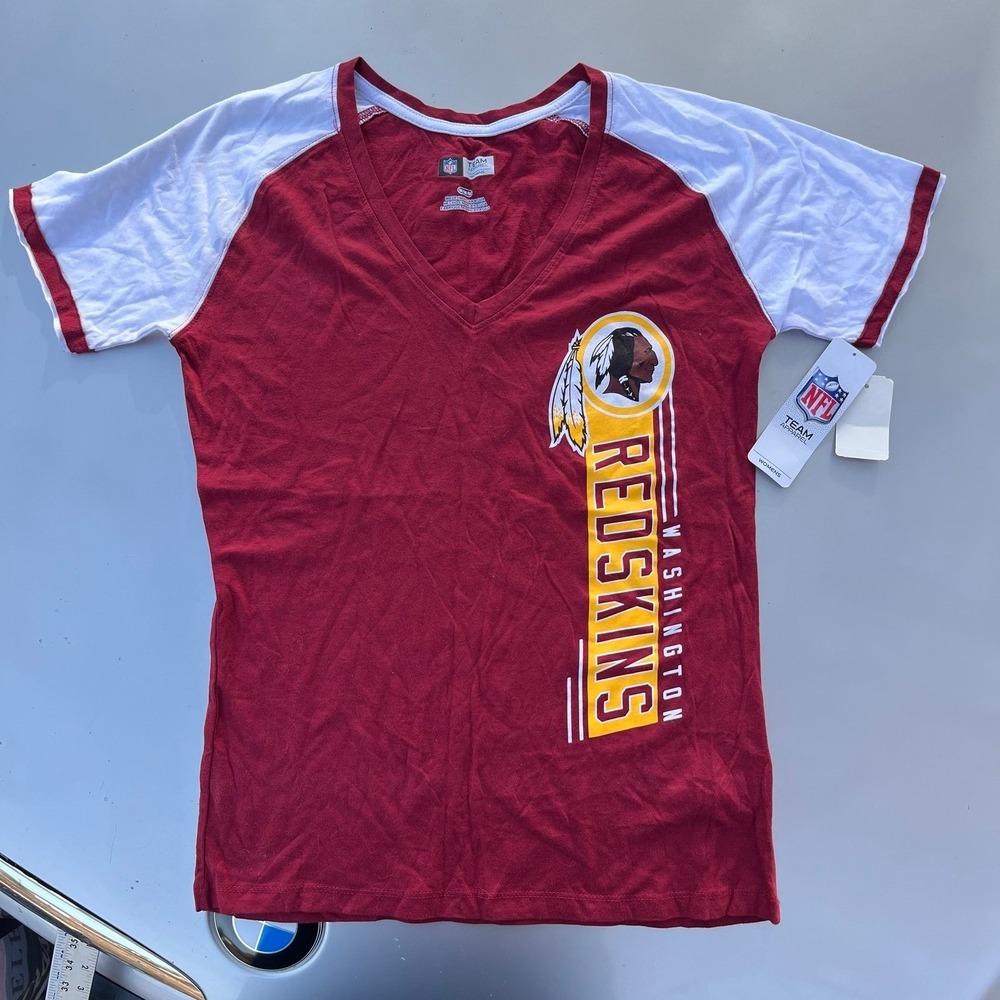 Burgundy and white Washington Commanders women's shirt